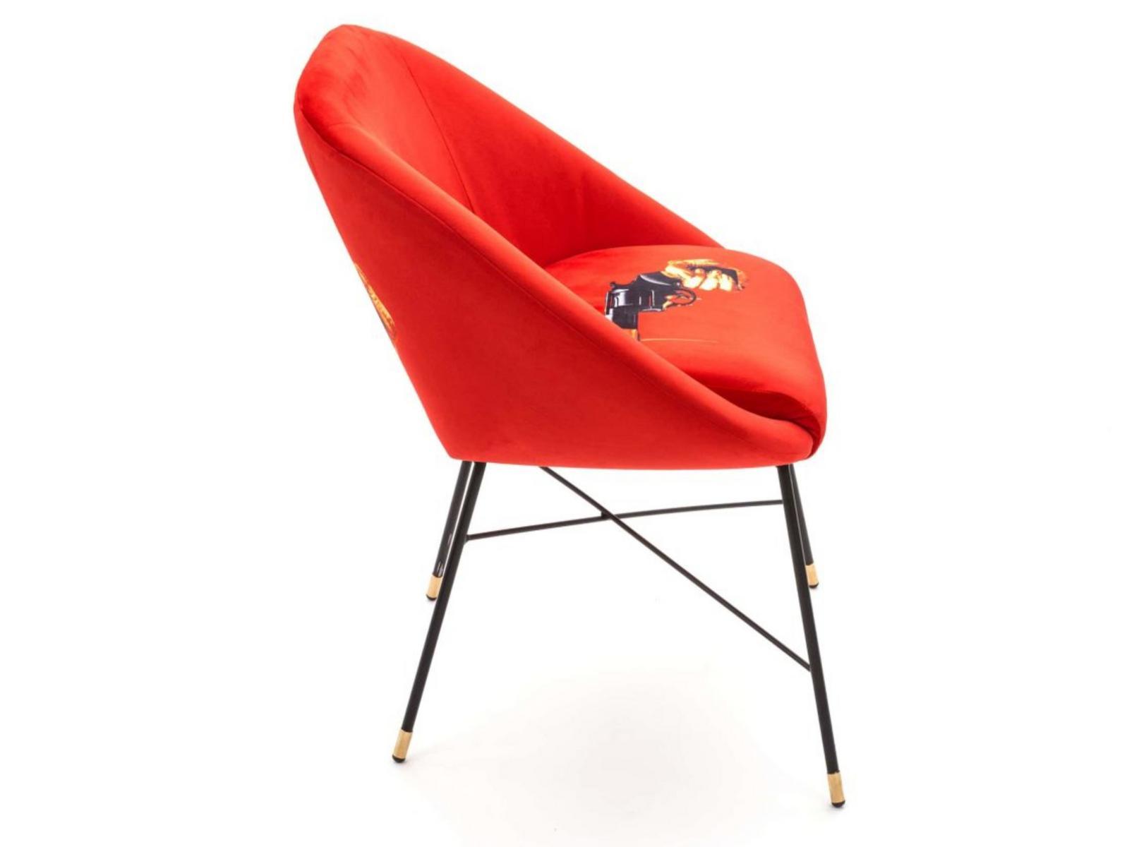 REVOLVER Upholstered fabric chair with armrests