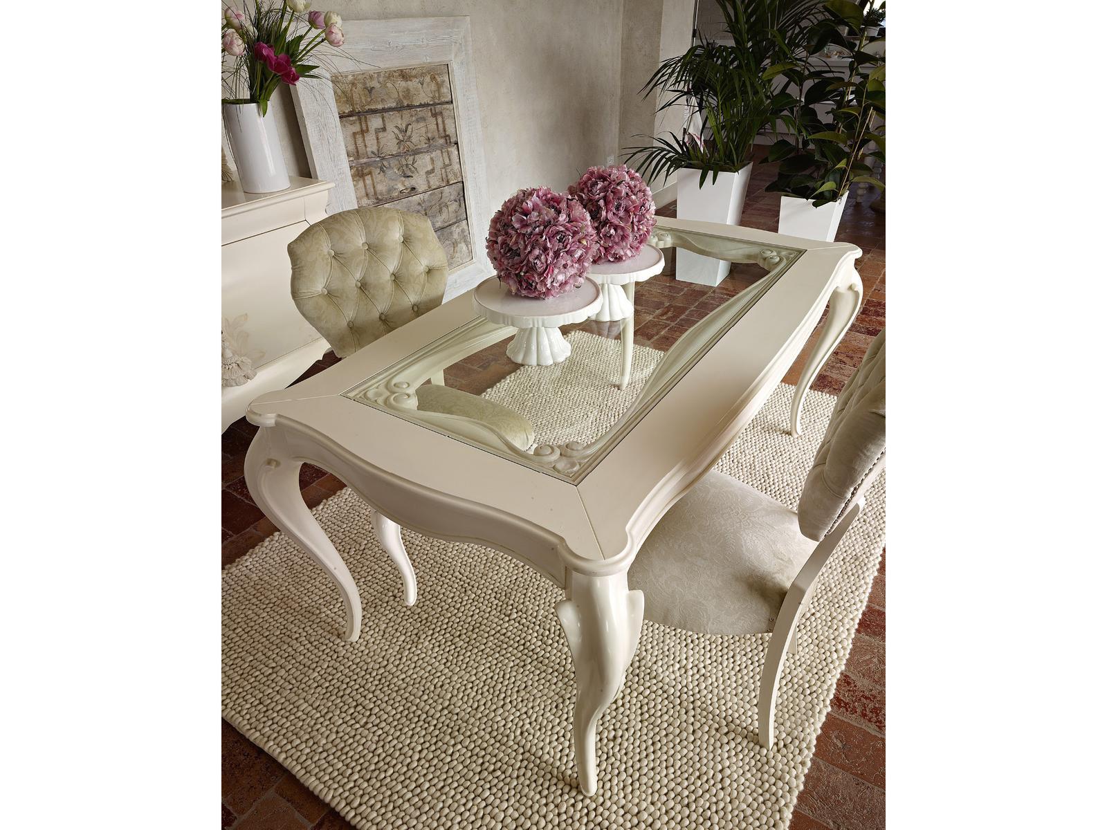 GIULIETTA Wood and glass dining table