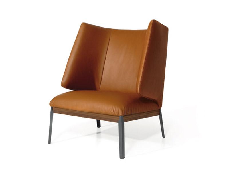 HUG HIGH Wing high-back leather armchair