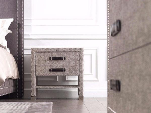 HAMILTON Fabric bedside table with drawers
