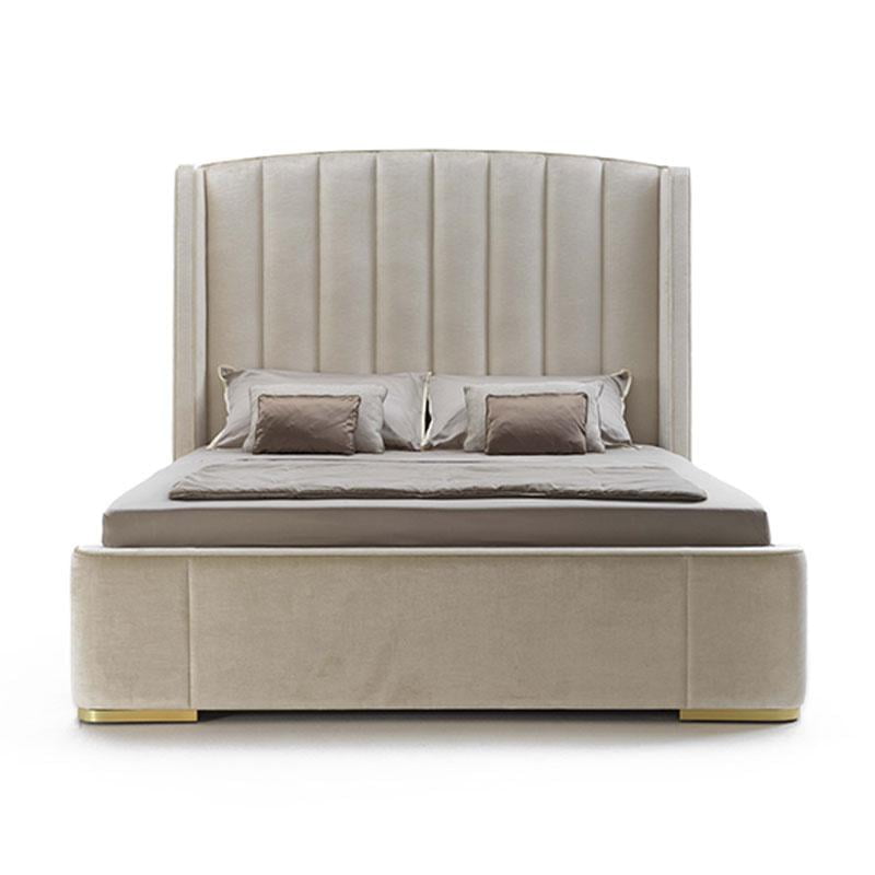 ZAFFIRO Leather bed with upholstered headboard