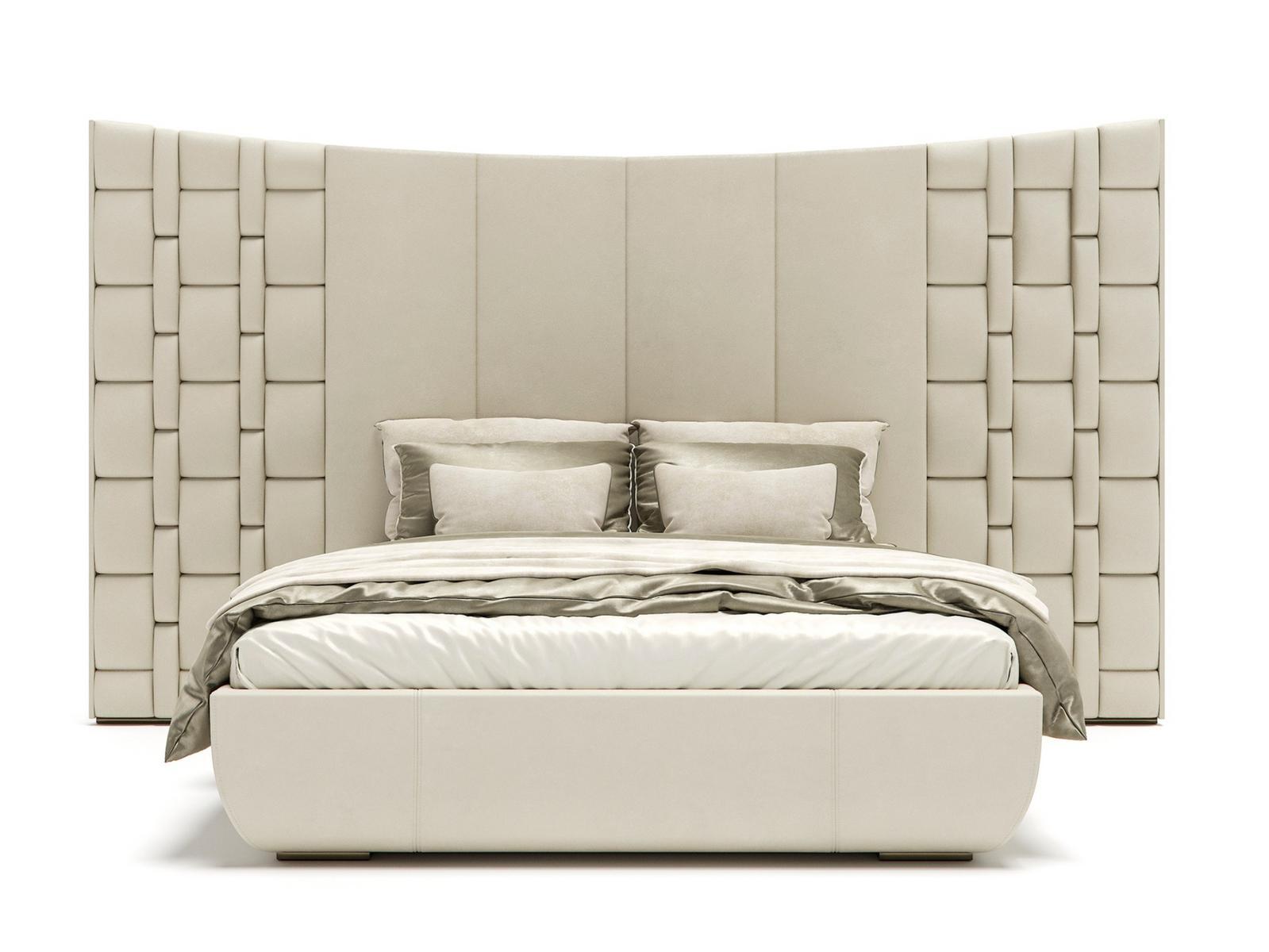 JUBILEE XL Leather king size bed with upholstered headboard