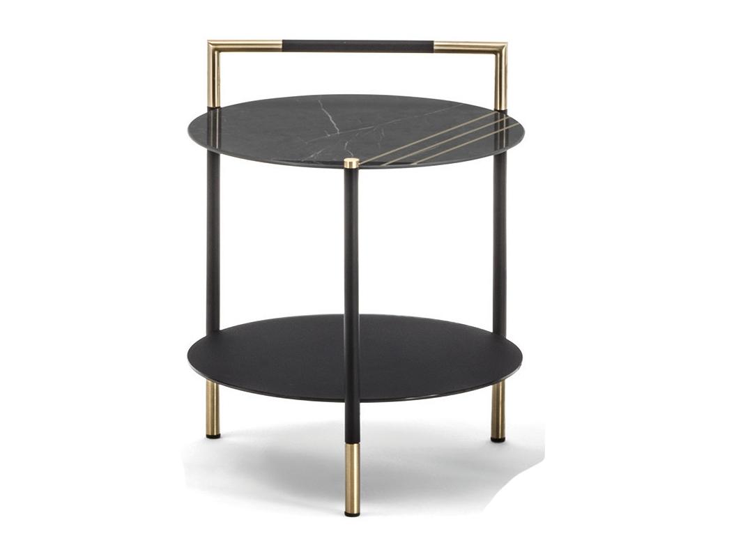 KEVIN Round high side table with integrated magazine rack