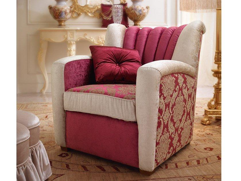 DAVID Upholstered fabric armchair with armrests