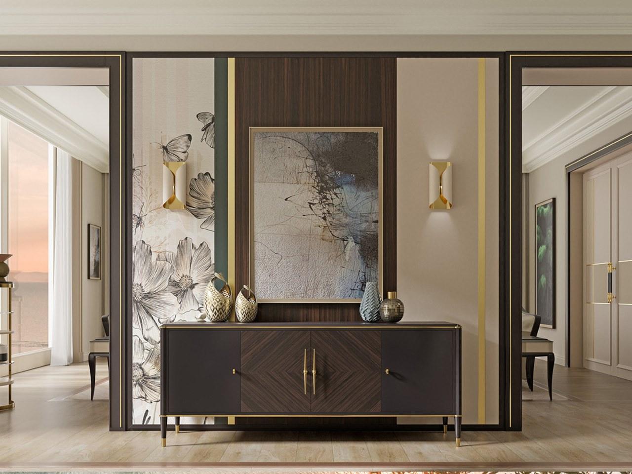PR.515.1 Sideboard in linden and walnut with hinged doors