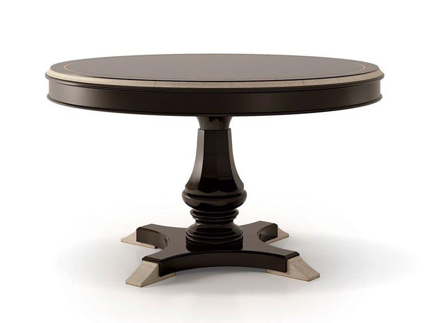 6306 Round wooden table with 4-star base