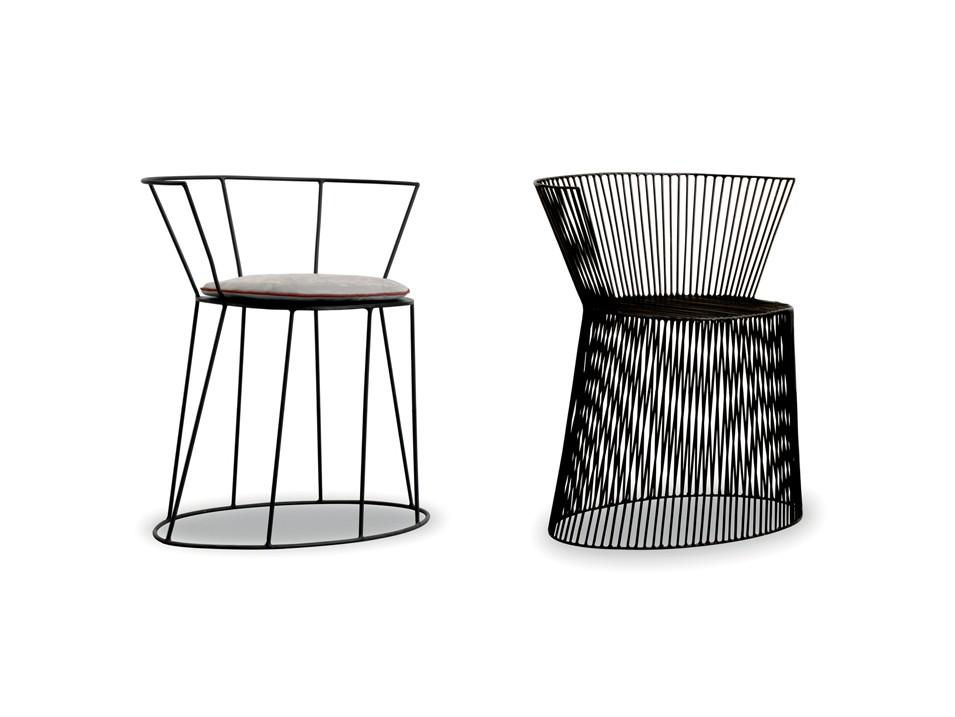 GIBELLINA VESTITA Iron chair with armrests