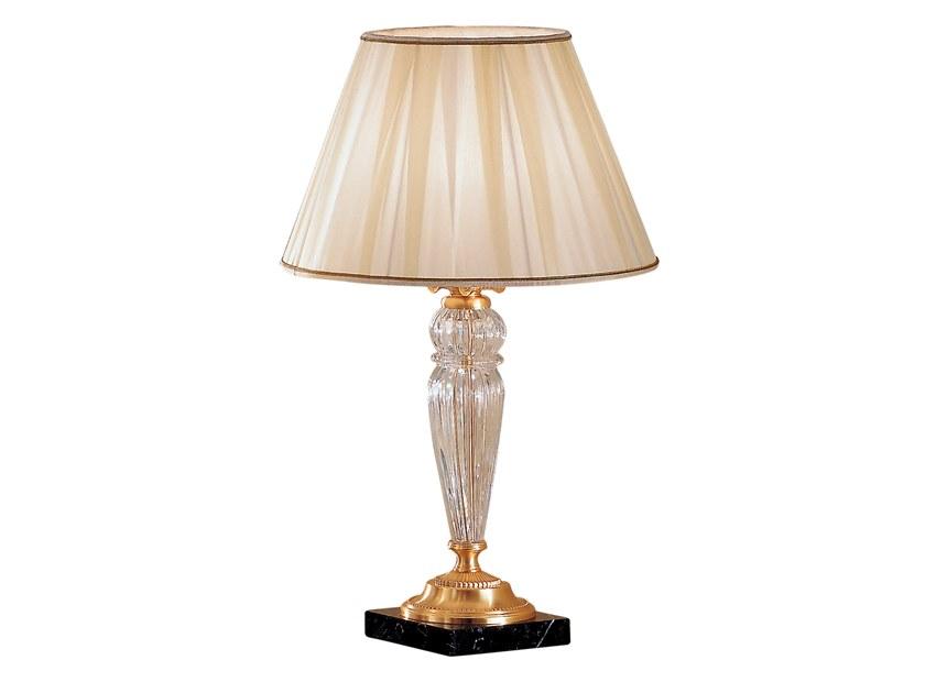 NATASCIA 27077/LP /-LG Satin gold plated table lamp with crystal and silk shade