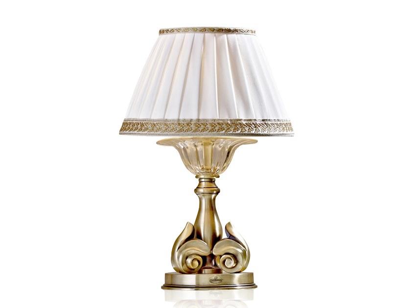 LUCILLA 550/LP Antique brass table lamp with crystal and shade