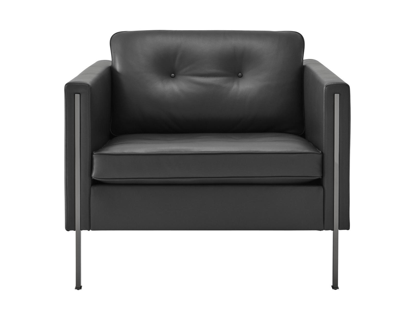 ANDY Leather armchair with armrests