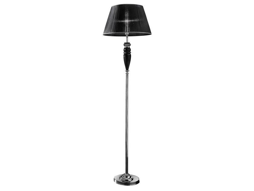 NIVES 27377/P Chrome floor lamp with clear/black crystal and shade