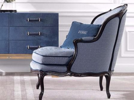 BURT Bergere fabric armchair with armrests