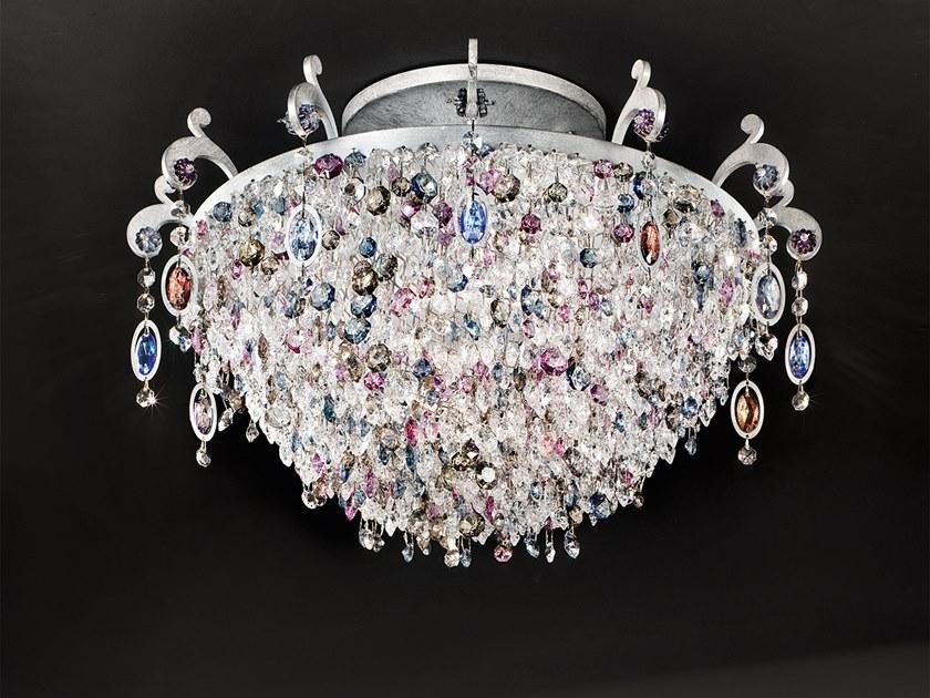 ROSEMERY PL6 Metal ceiling lamp with crystals