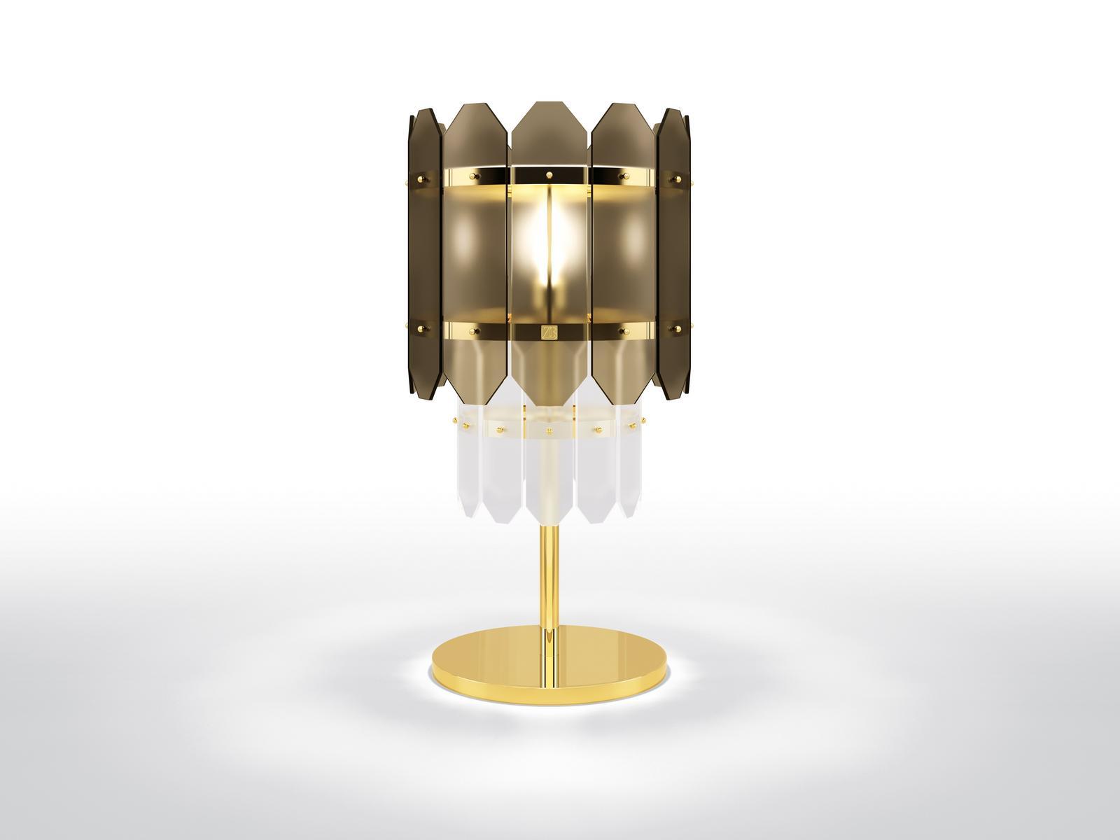TWIN Metal table lamp and glass shade