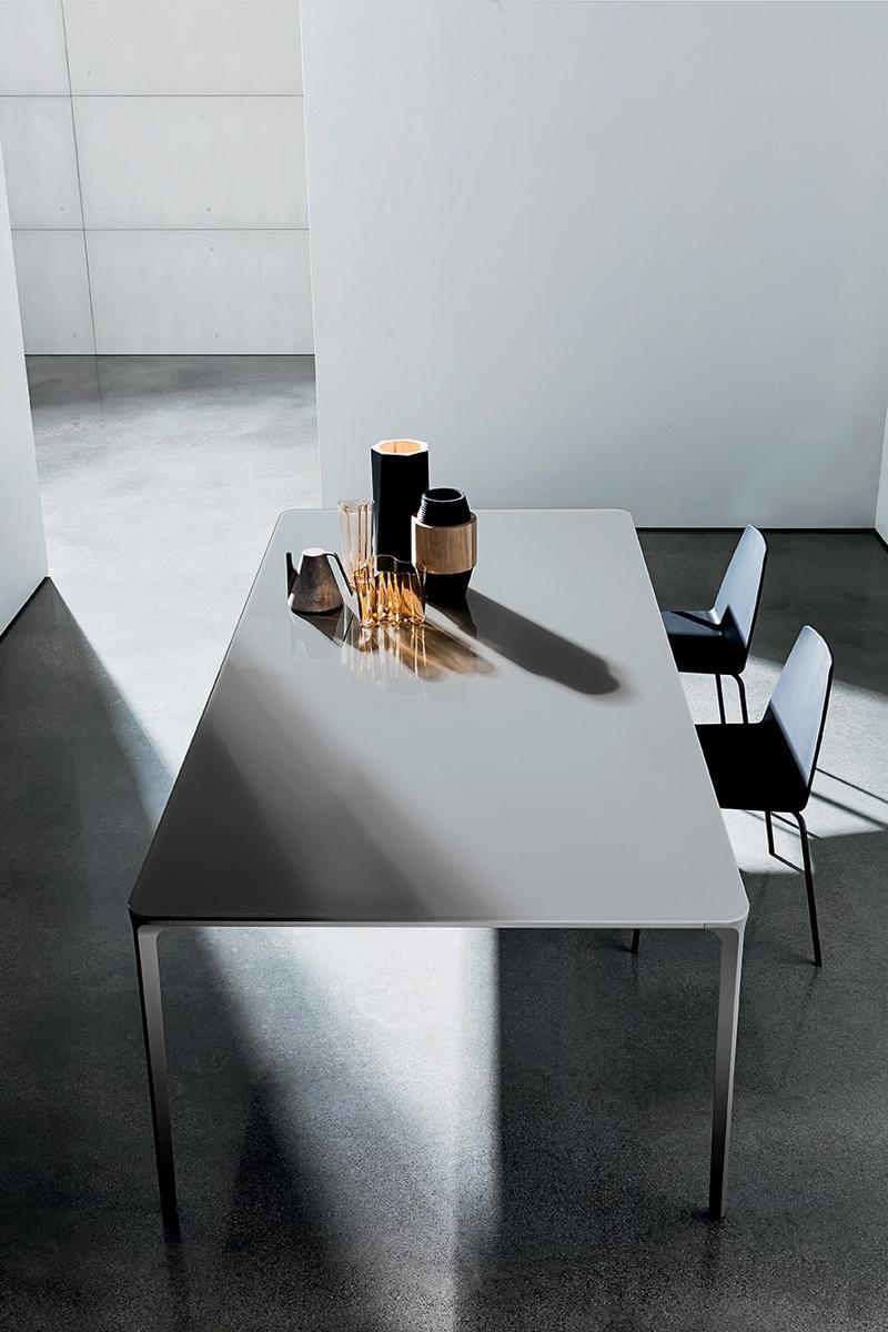 SLIM RECTANGULAR Rectangular glass and aluminium table