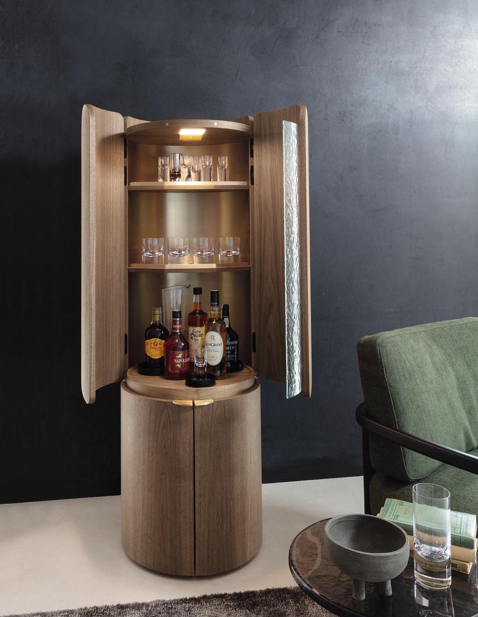 MARY Walnut bar cabinet with integrated lighting