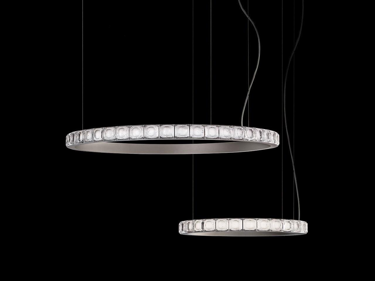 AURA LED glass and metal pendant lamp with crystals