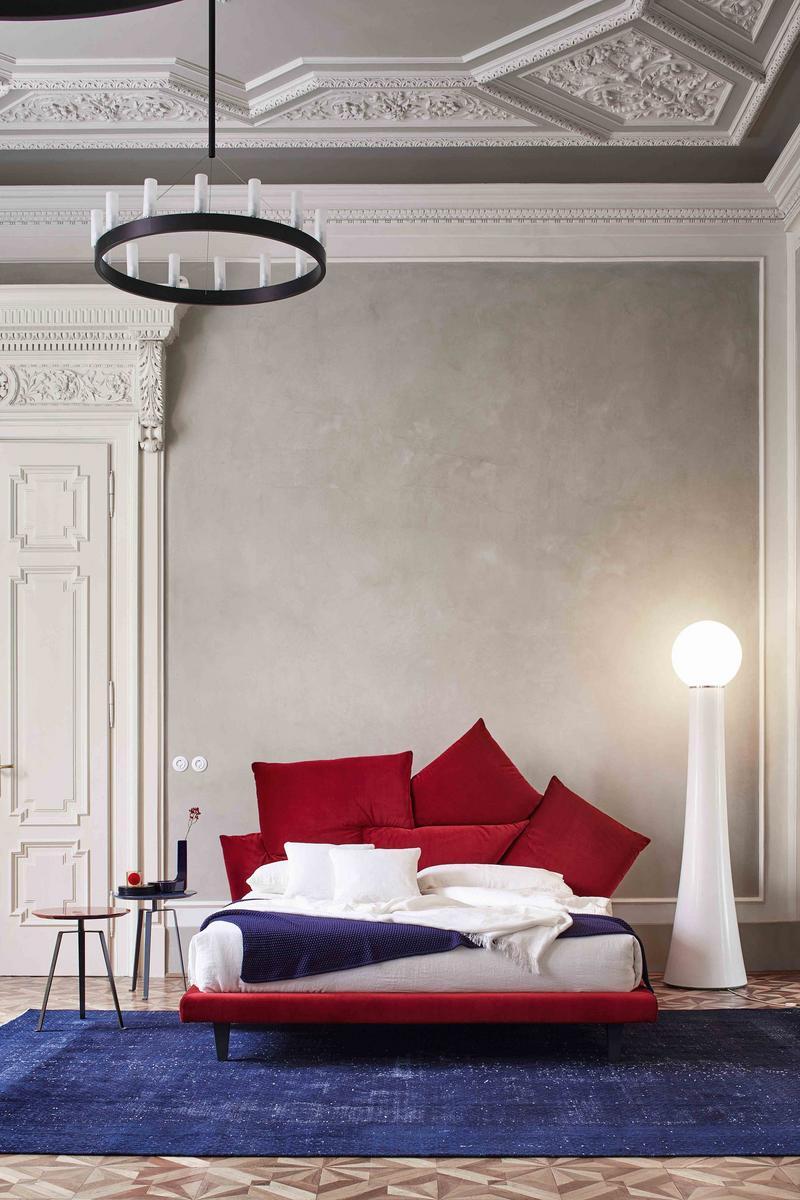 PICABIA Fabric double bed with upholstered headboard