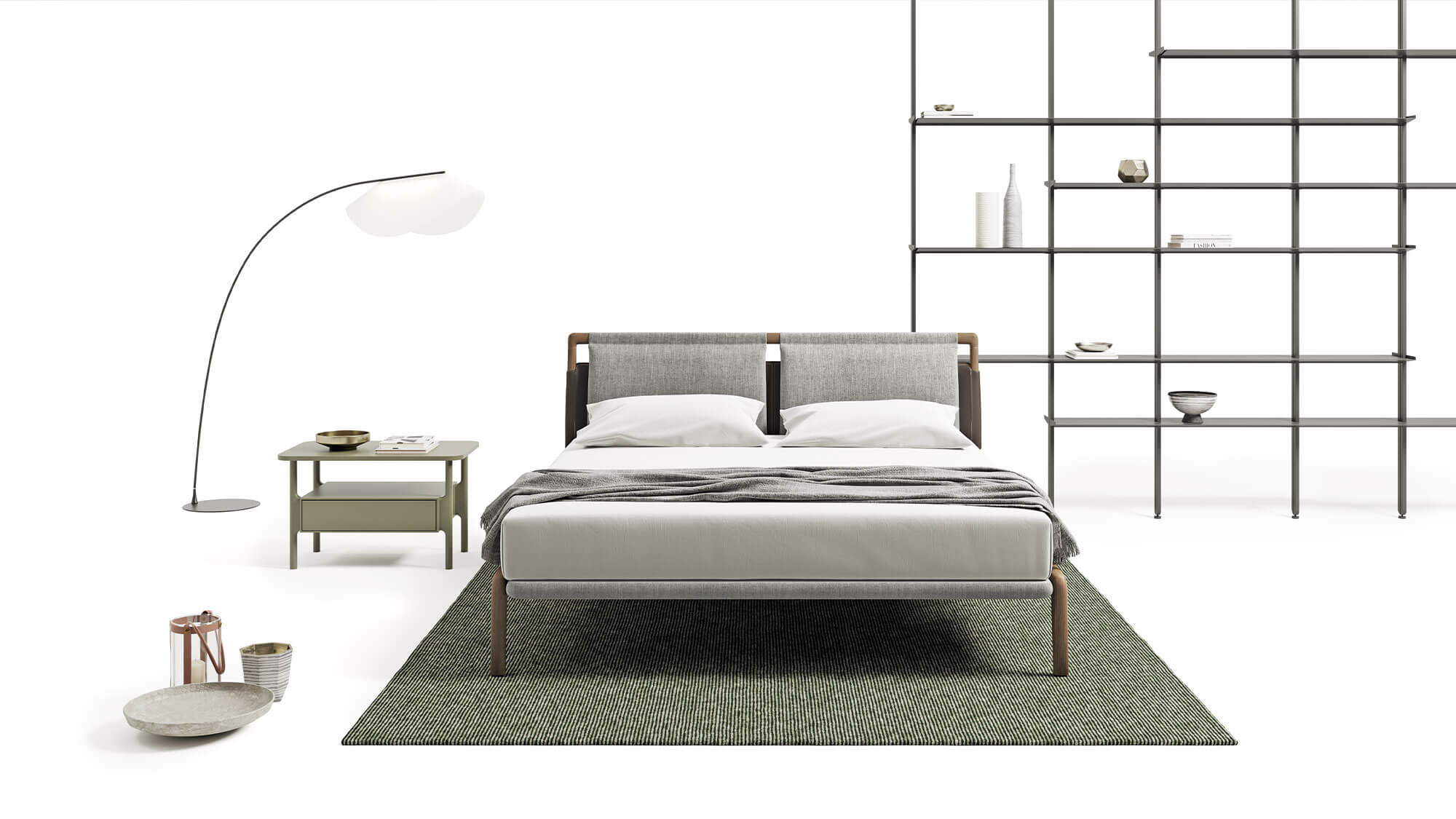 TEPU Wood bed with upholstered headboard