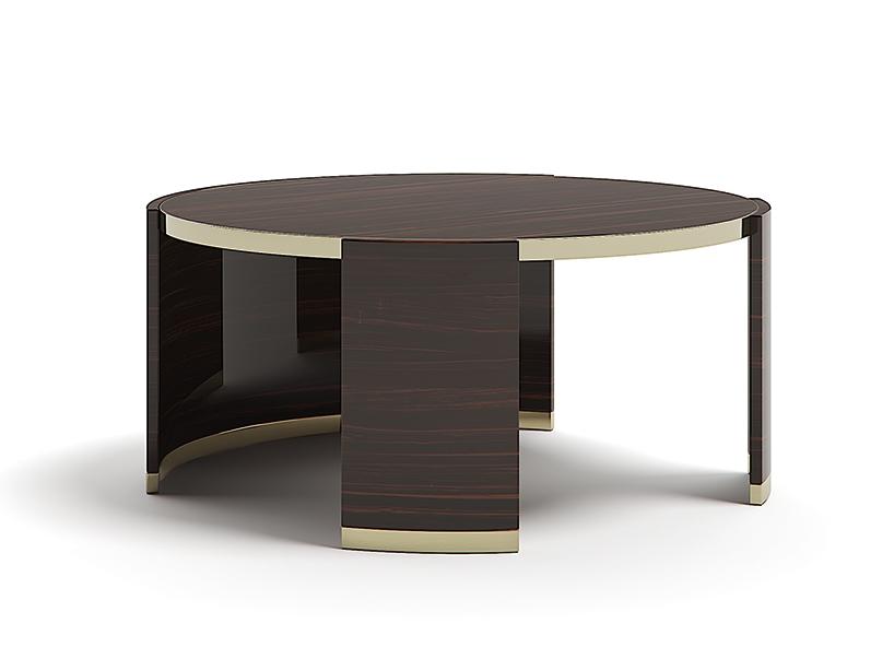 JEWEL 90 Low round wooden coffee table