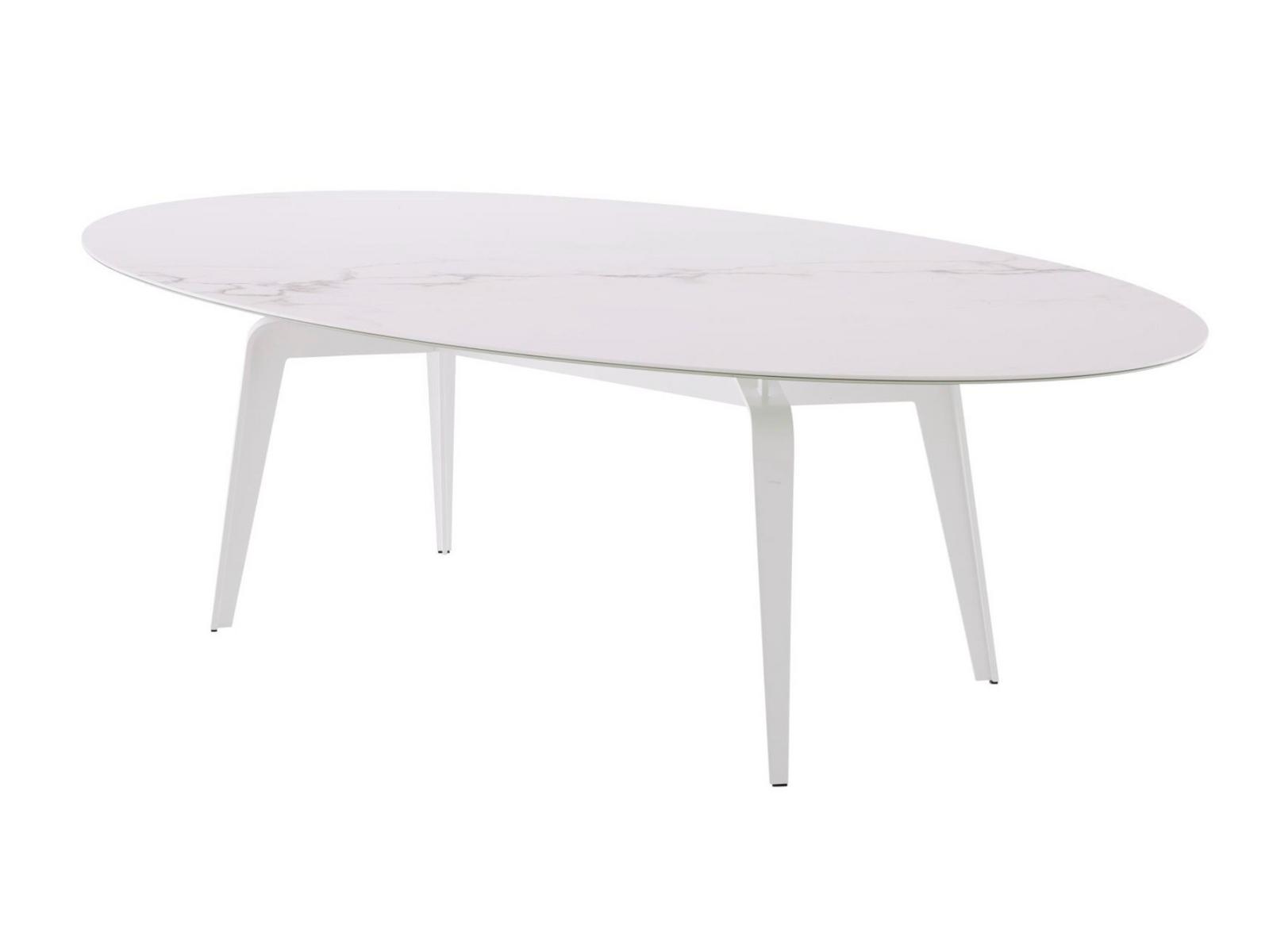 ODESSA Oval dining table with porcelain stoneware top marble effect