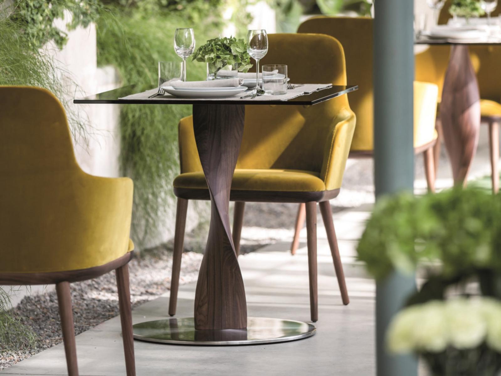 CONNIE Upholstered fabric chair with armrests