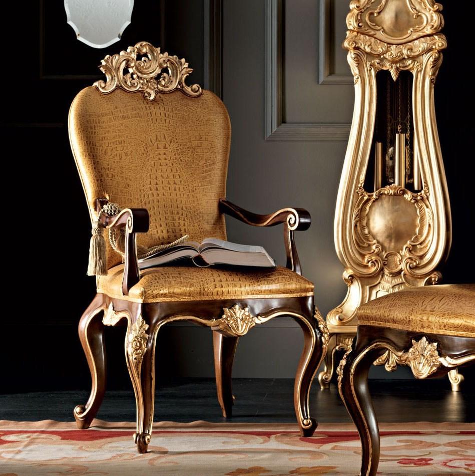 11506 Upholstered leather chair with armrests