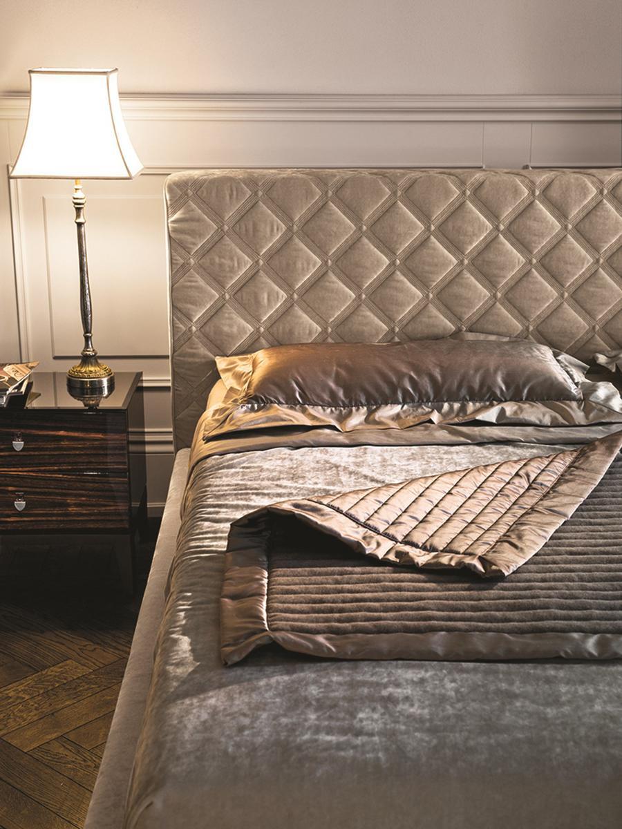 HELMUT Nabuk bed with upholstered headboard