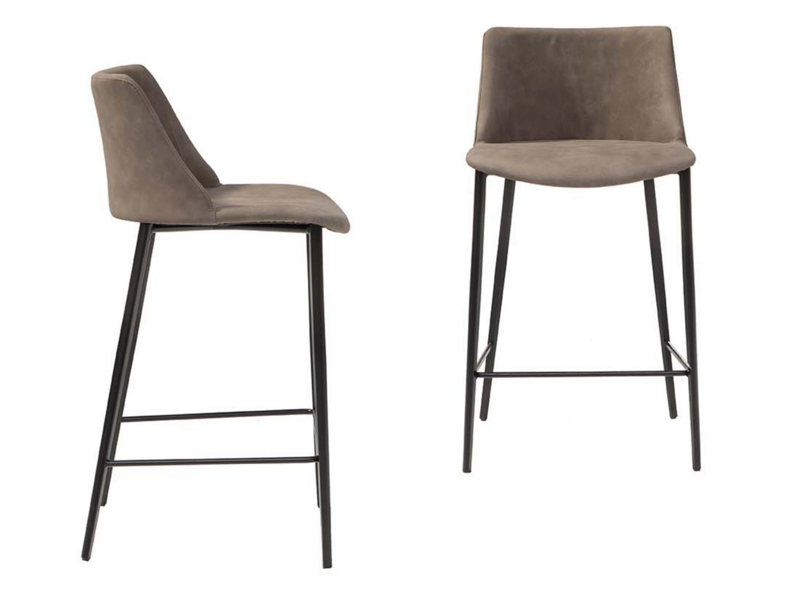AGATA Leather stool with footrest