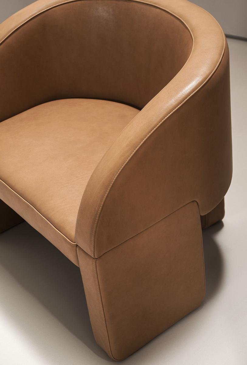 LAZYBONES LOUNGE Leather armchair with armrests