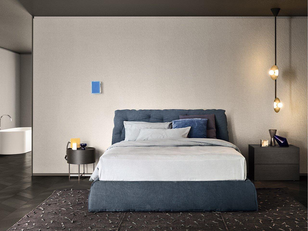 IMPUNTO Upholstered fabric double bed with tufted headboard