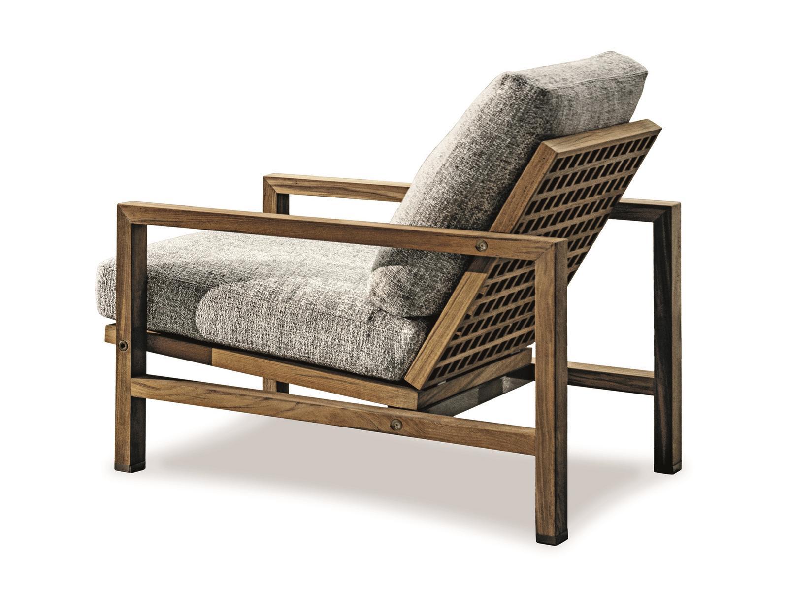 QUADRADO Teak garden armchair with armrests