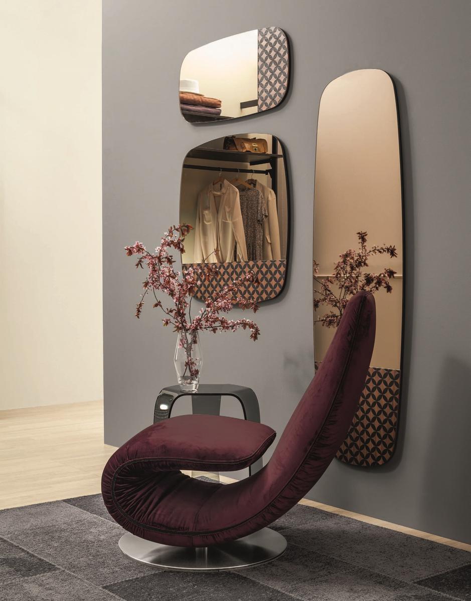 MARGUERITE Rectangular wall-mounted wooden mirror