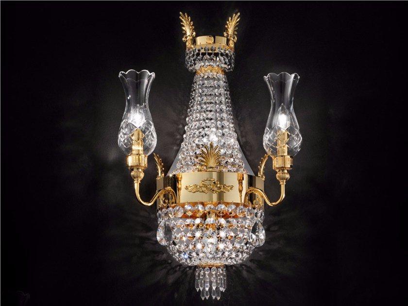 IMPERO & DECO VE 827 A4 Incandescent brass wall light with crystals