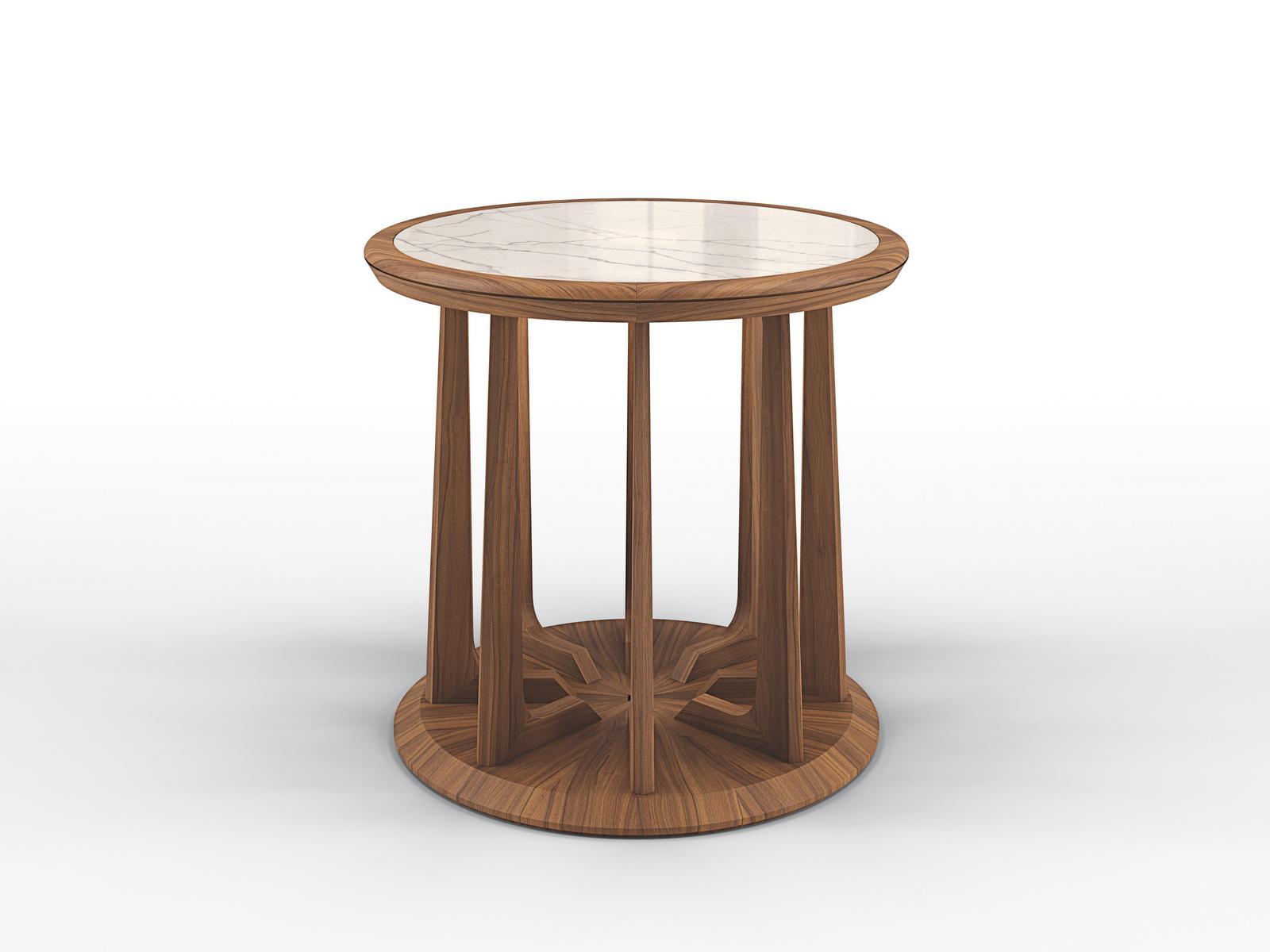 NEW LINE Round walnut high side table