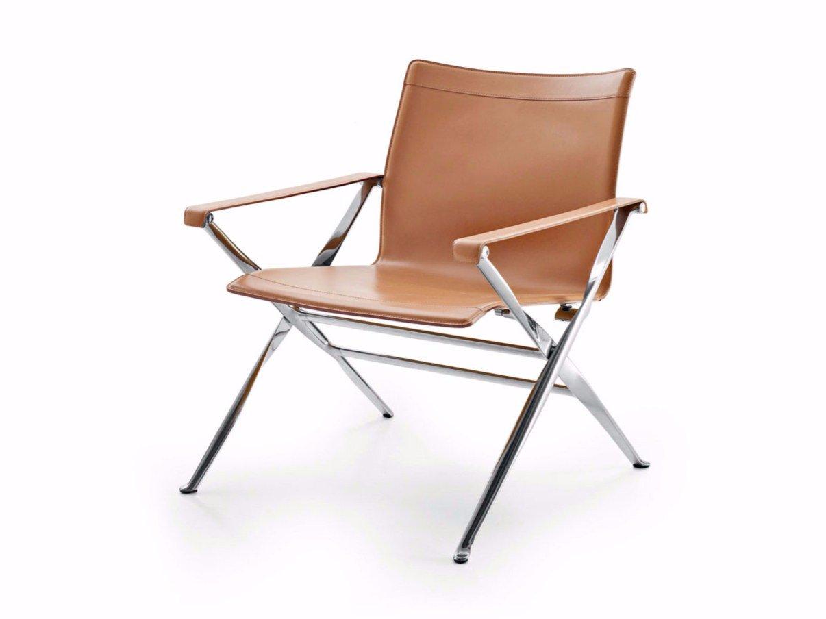 BEVERLY '14 Tanned leather easy chair with armrests