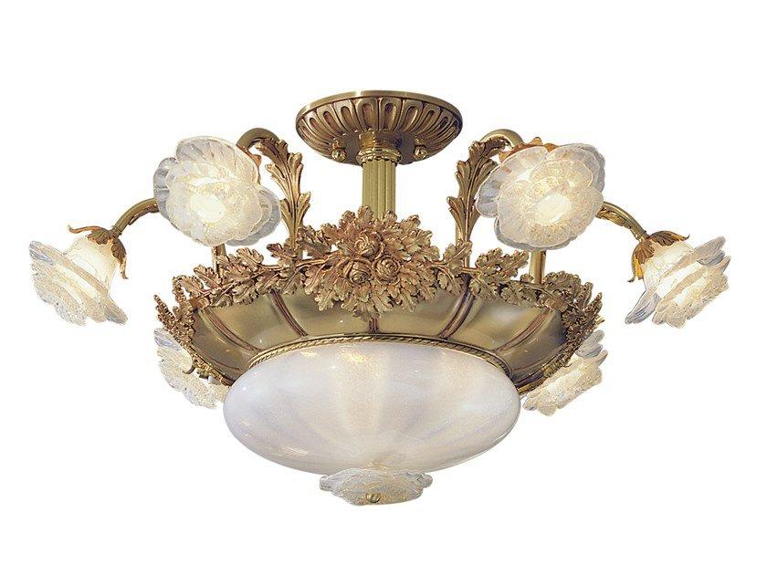 ROSE 701/6+2SF Antique Brass semi flush with glass