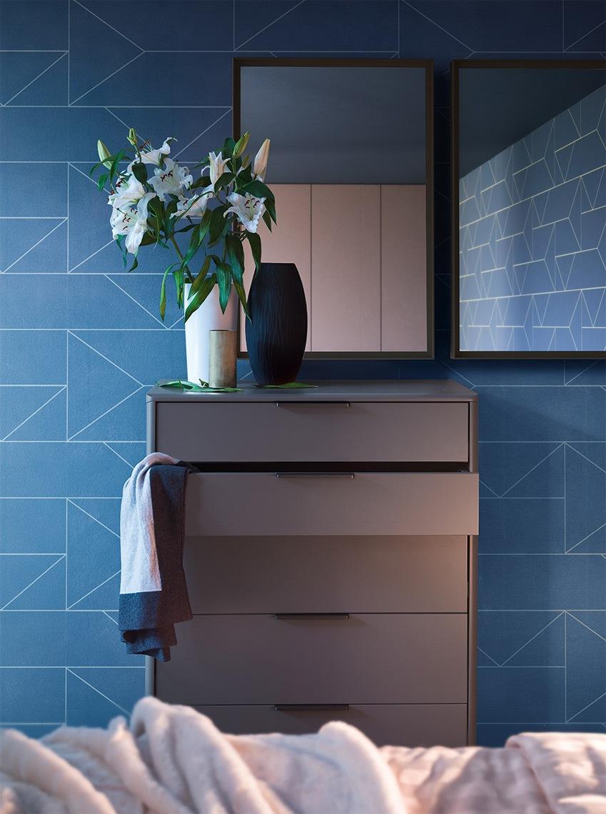 TIMELESS Rectangular melamine chest of drawers with integrated handles