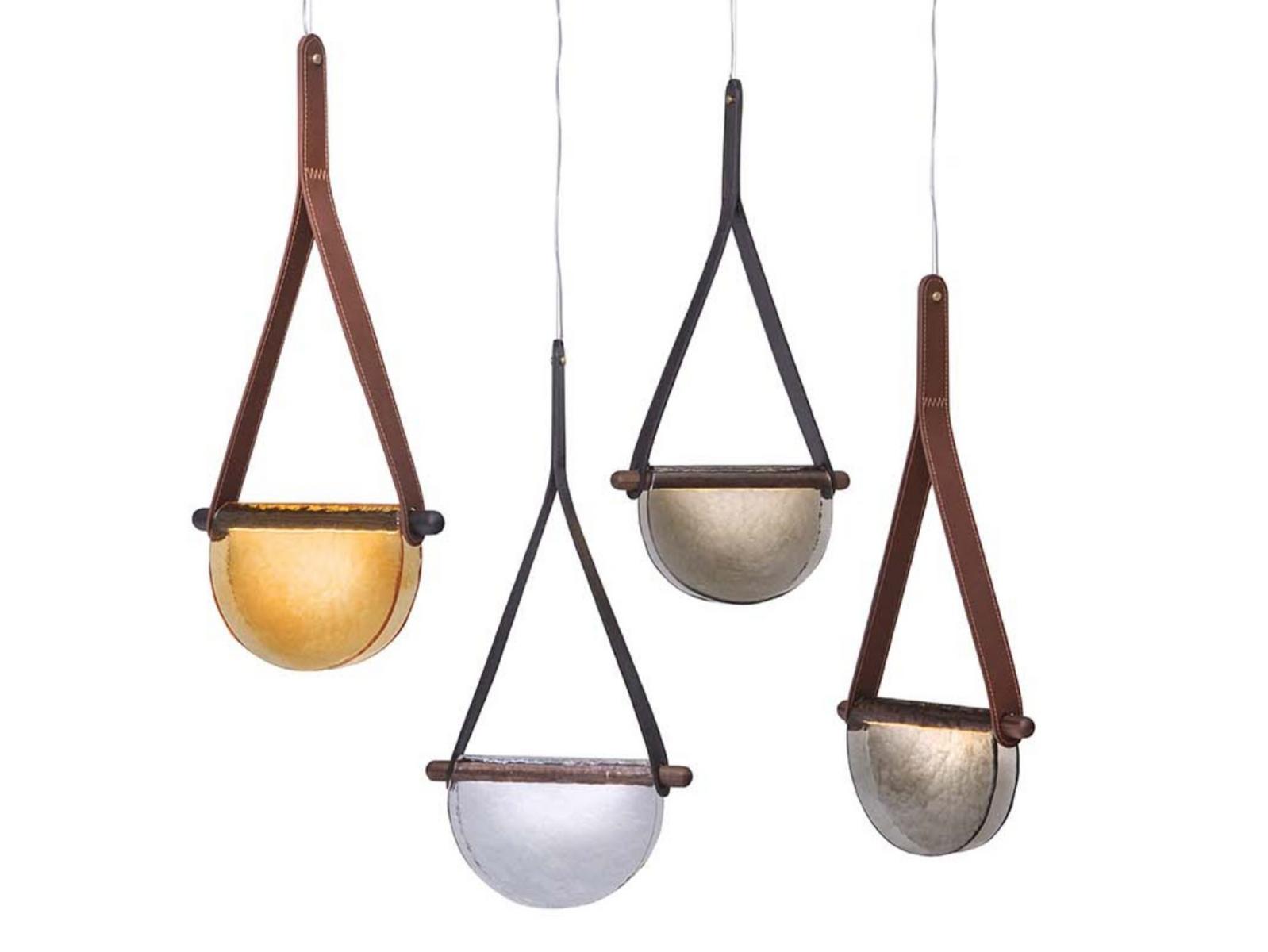DALÌ LED glass and solid oak pendant lamp