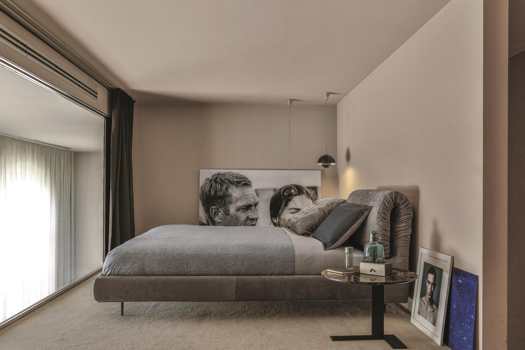 CRAZY DREAM Fabric double bed with upholstered headboard