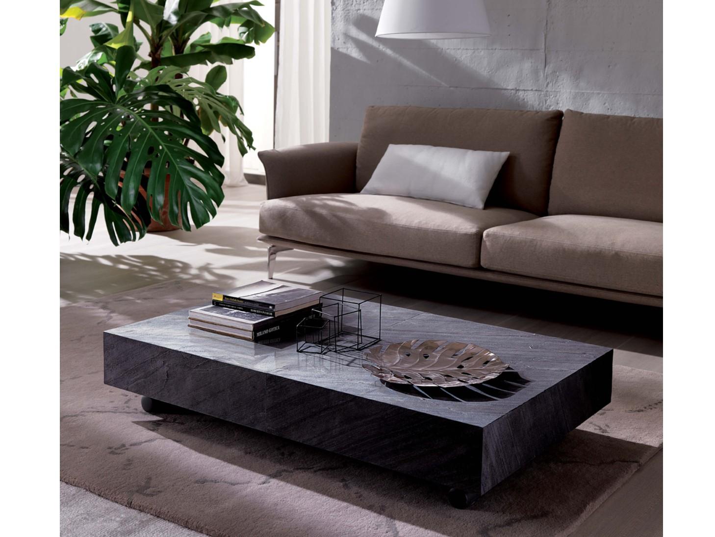 BOX LEGNO Height-adjustable wooden coffee table for living room