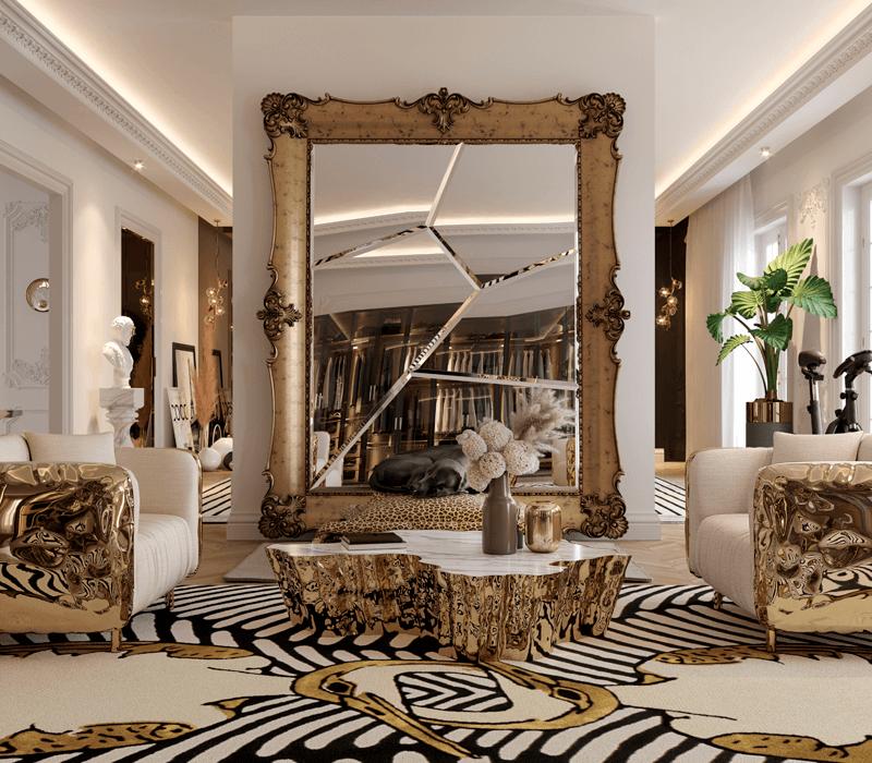 D. DINIS FRAGMENTED Freestanding rectangular framed wood and glass mirror
