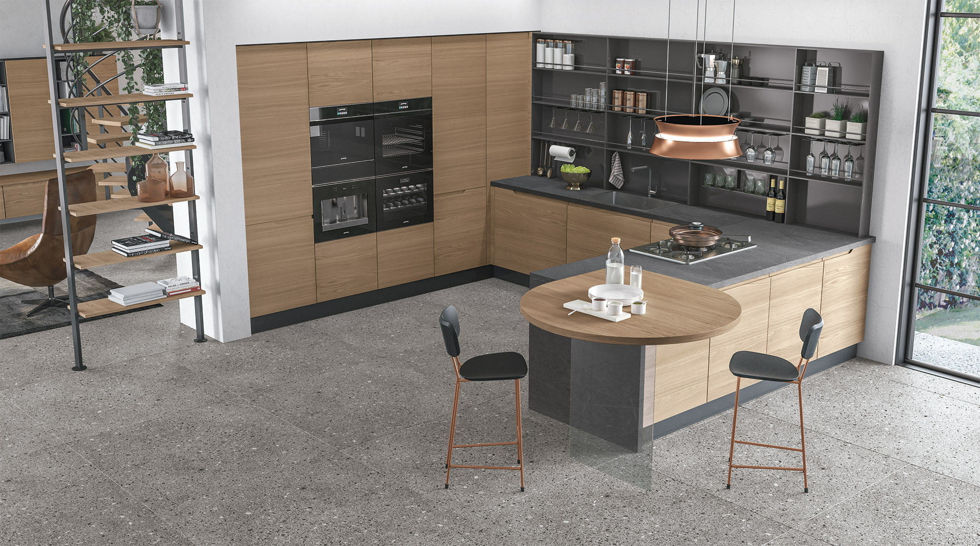 Kitchen with integrated handles Lube Cucine Luna