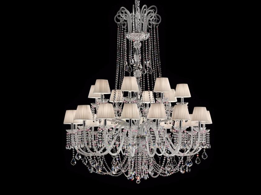 GLASS VE 873 24 Incandescent blown glass chandelier with crystals