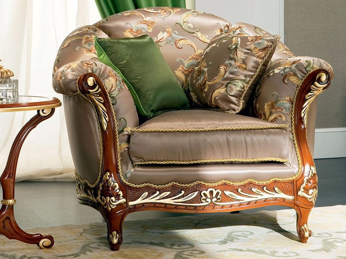 13420 Upholstered fabric armchair with armrests