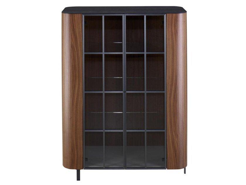 POSTMODERNE Wood and glass display cabinet