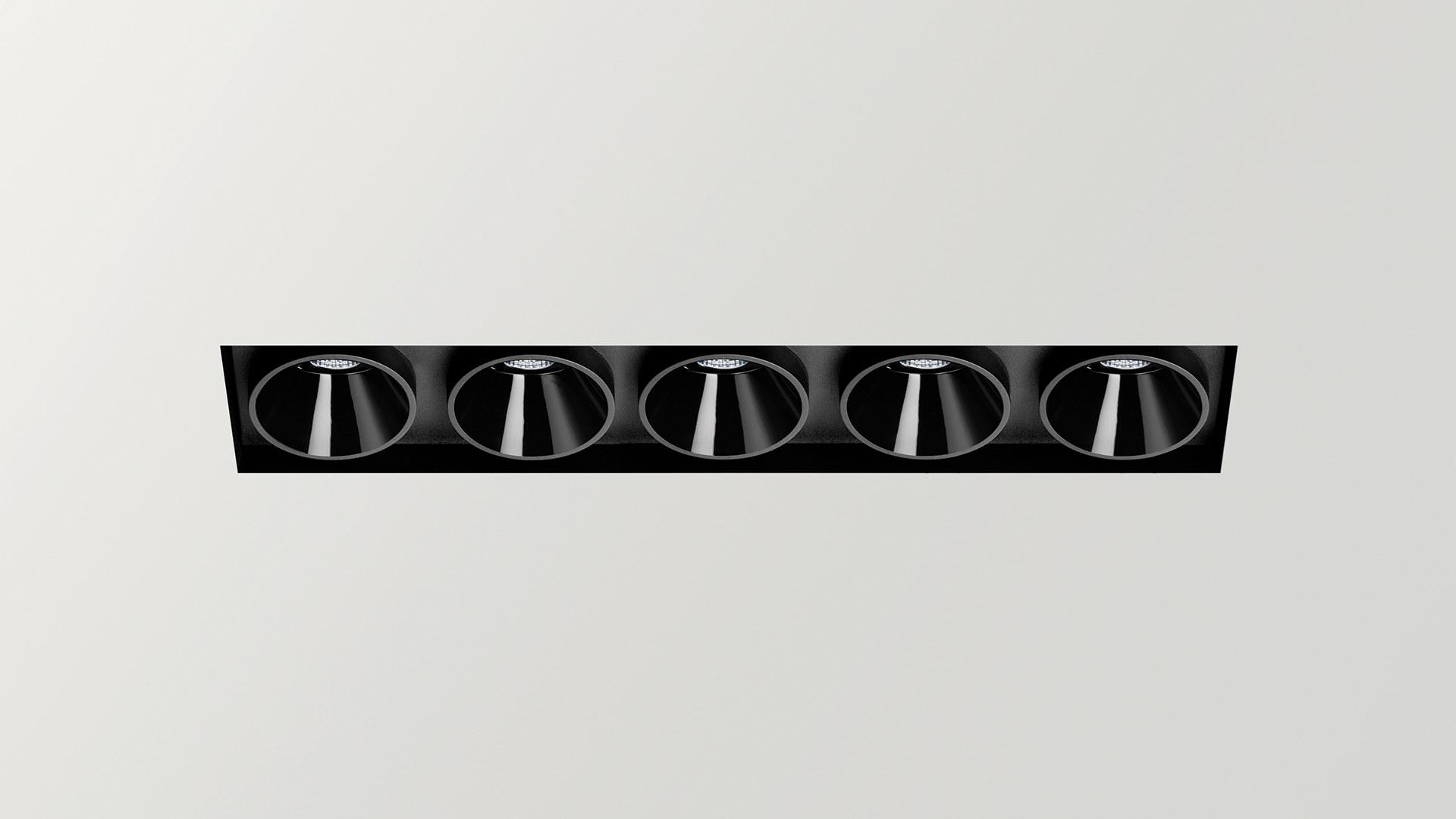 BLACK FOSTER ASYMMETRIC TRIMLESS 5 LED multiple recessed aluminium spotlight BLACK FOSTER ASYMMETRIC TRIMLESS 5 LED multiple recessed aluminium spotlight