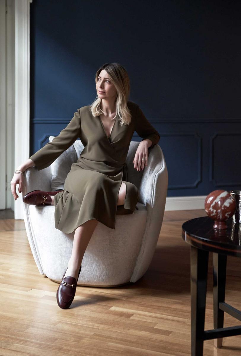 AUDREY M Upholstered fabric armchair with armrests