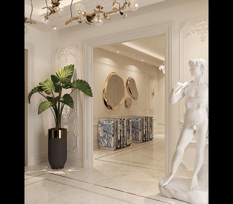 HALO Framed wall-mounted brass mirror