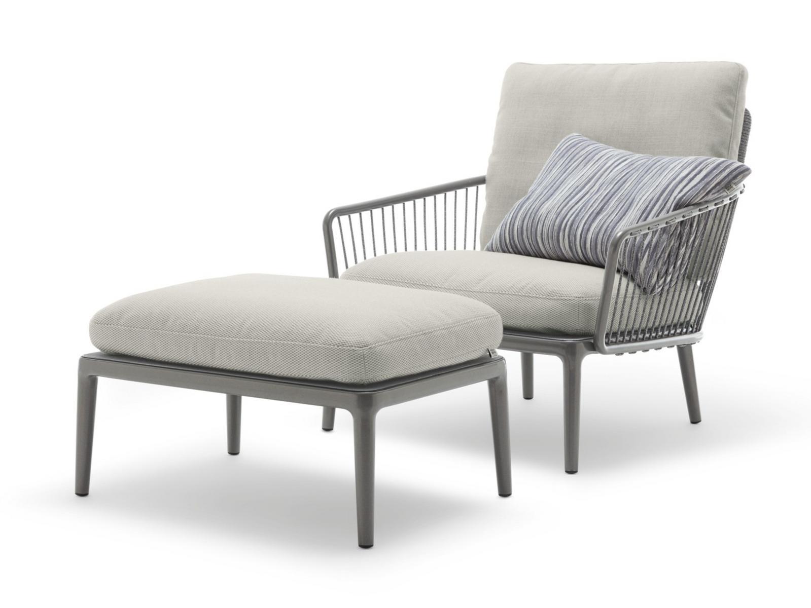 271 YOKO Fabric and aluminium garden armchair with armrests